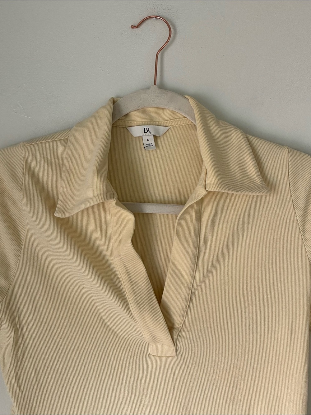 Banana Republic Ribbed Elbow Sleeve Polo Butter Yellow - Picture 4 of 5